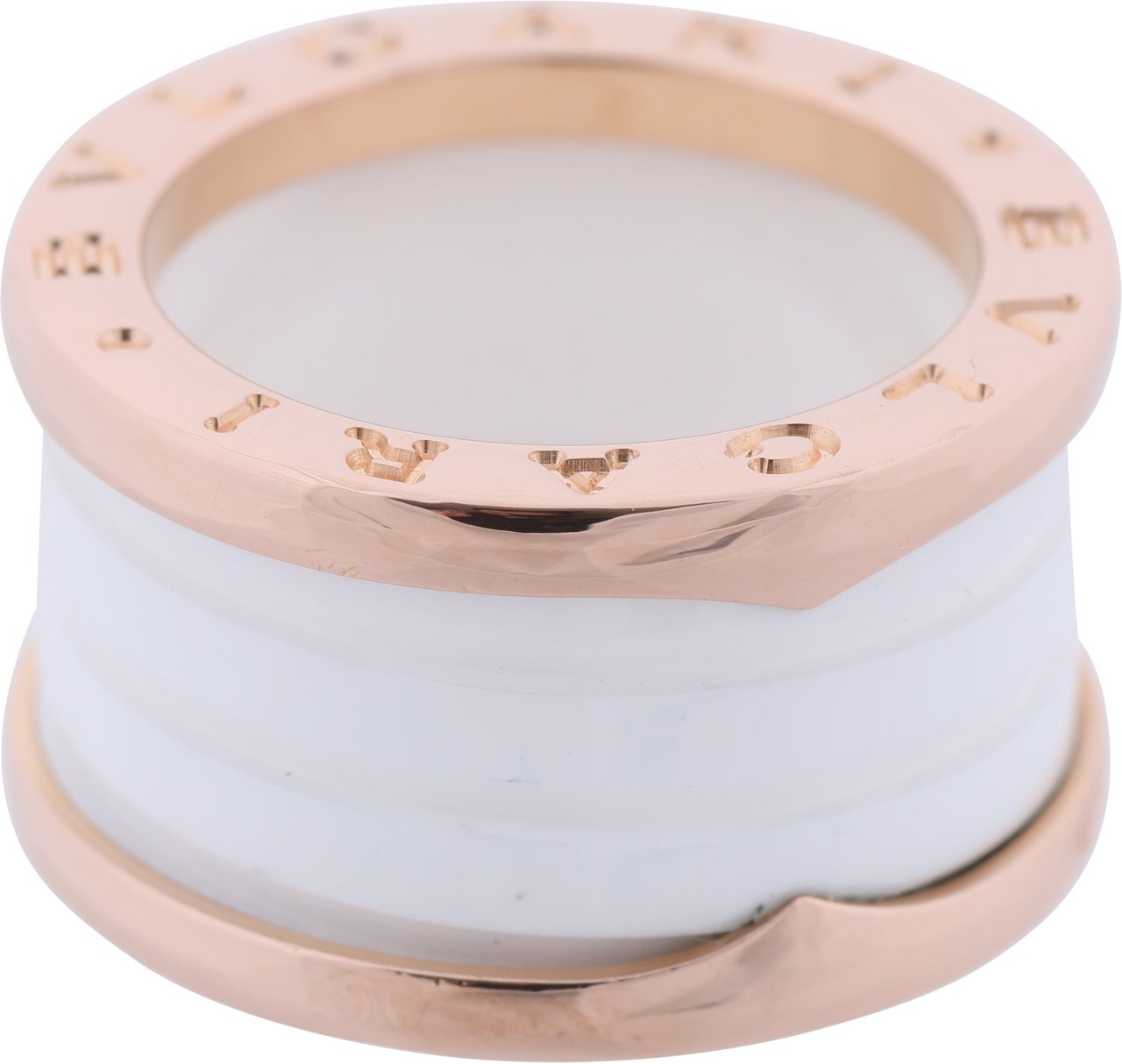 Bvlgari Bvlgari B.Zero1 Ring in 750 Pink Gold and White Ceramic (9.4g, Size 49) Goud