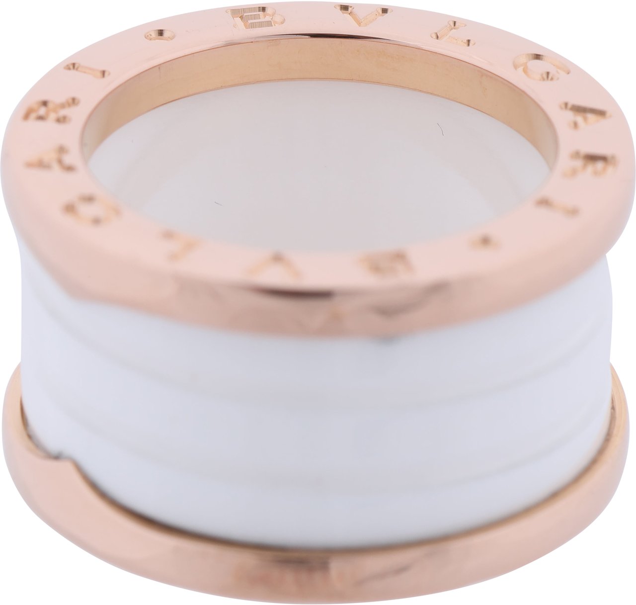 Bvlgari Bvlgari B.Zero1 Ring in 750 Pink Gold and White Ceramic (9.4g, Size 49) Goud