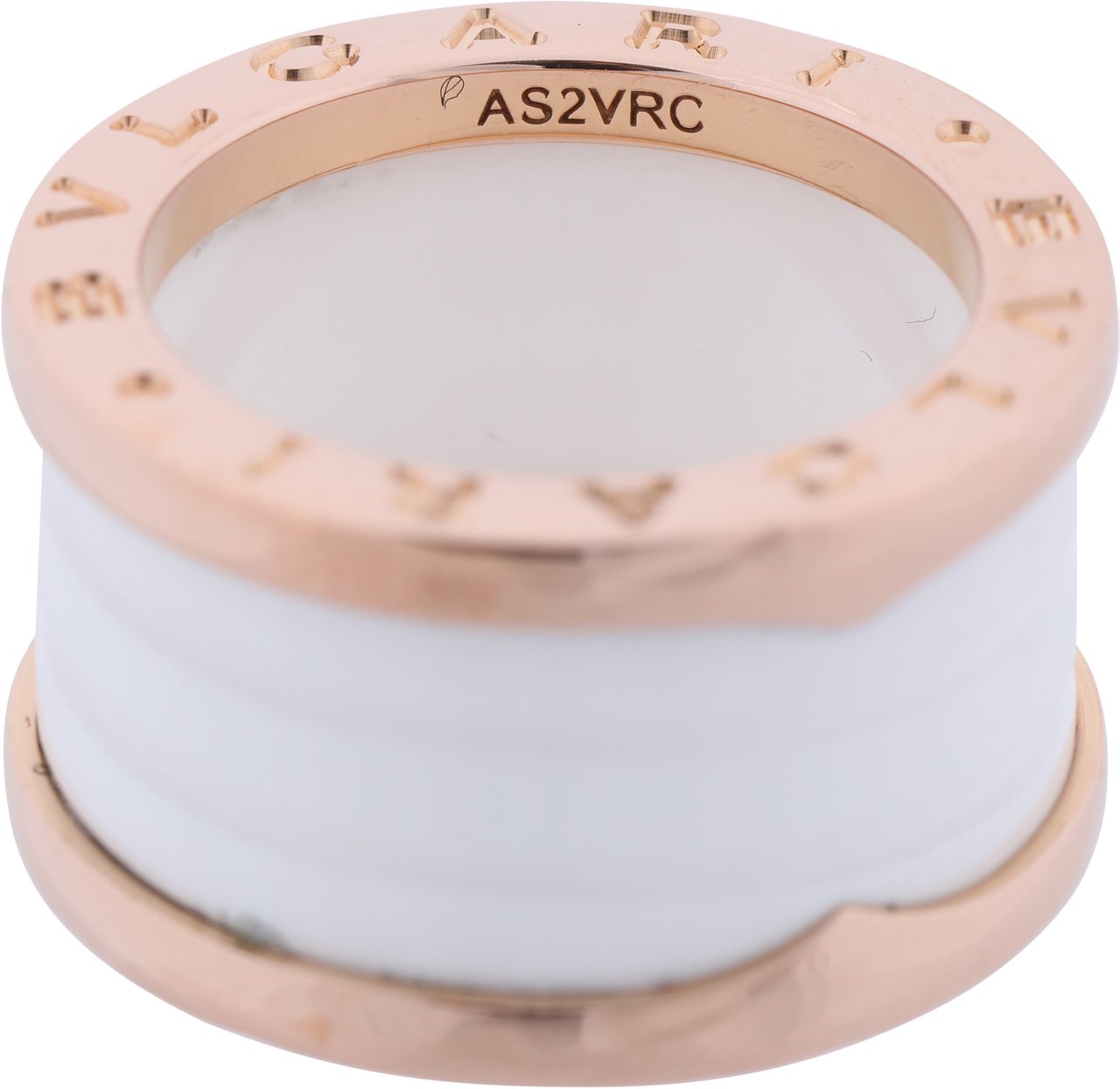 Bvlgari Bvlgari B.Zero1 Ring in 750 Pink Gold and White Ceramic (9.4g, Size 49) Goud