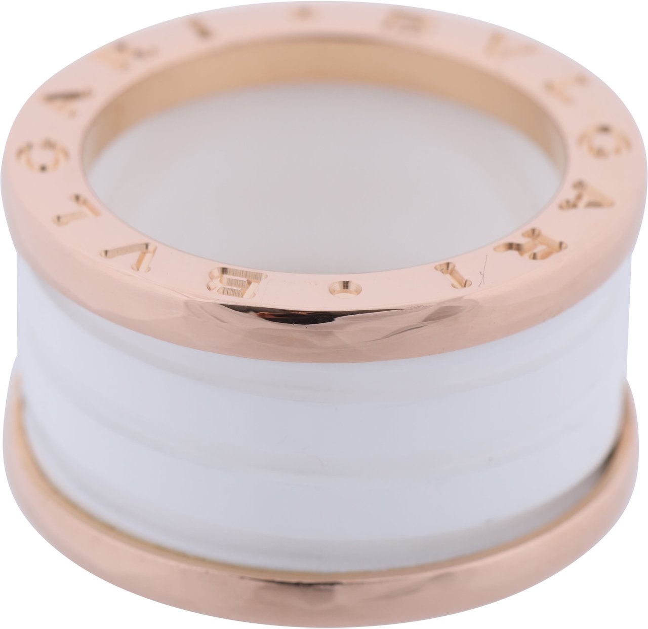 Bvlgari Bvlgari B.Zero1 Ring in 750 Pink Gold and White Ceramic (9.4g, Size 49) Goud