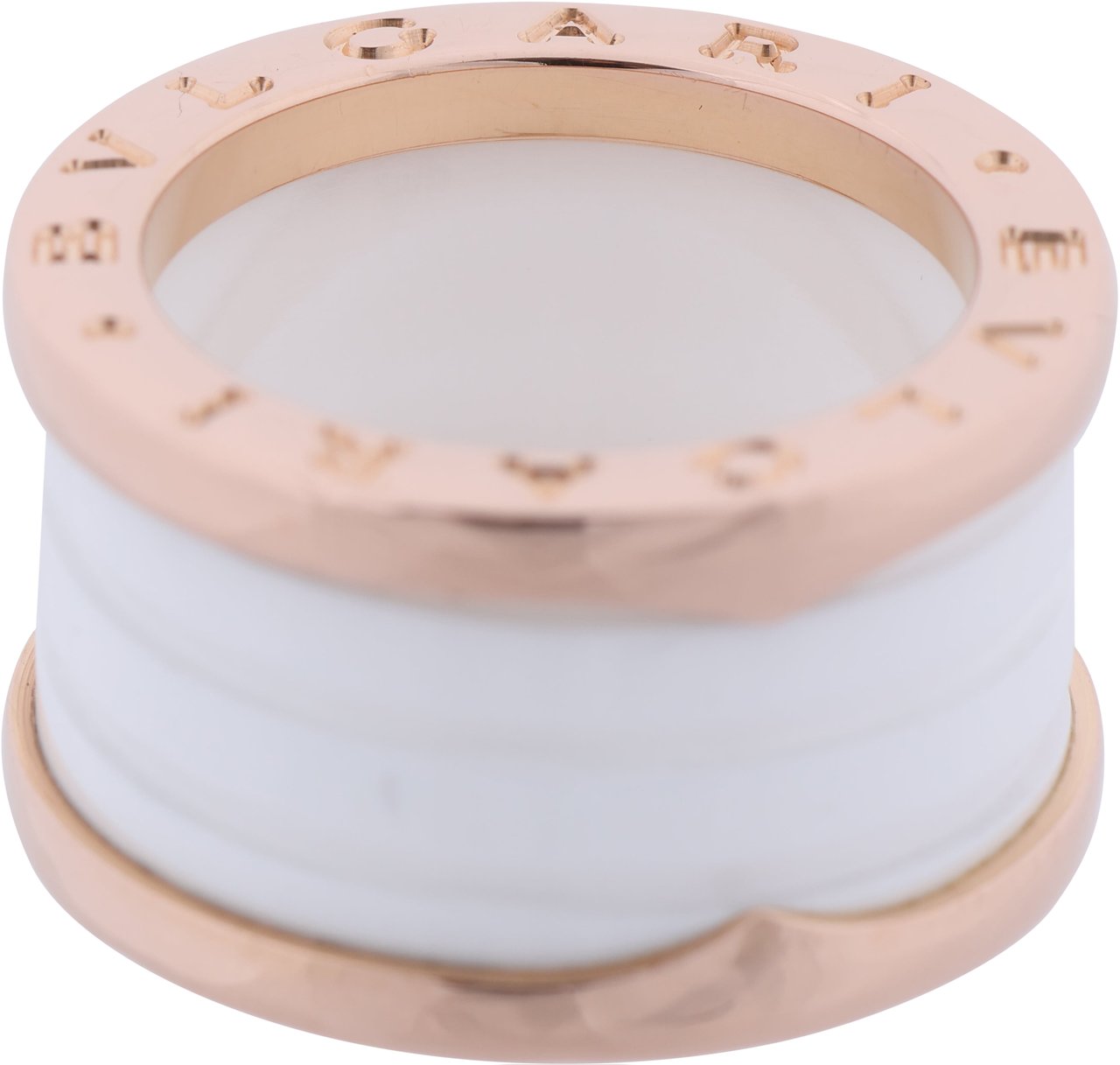 Bvlgari Bvlgari B.Zero1 Ring in 750 Pink Gold and White Ceramic (9.4g, Size 49) Goud