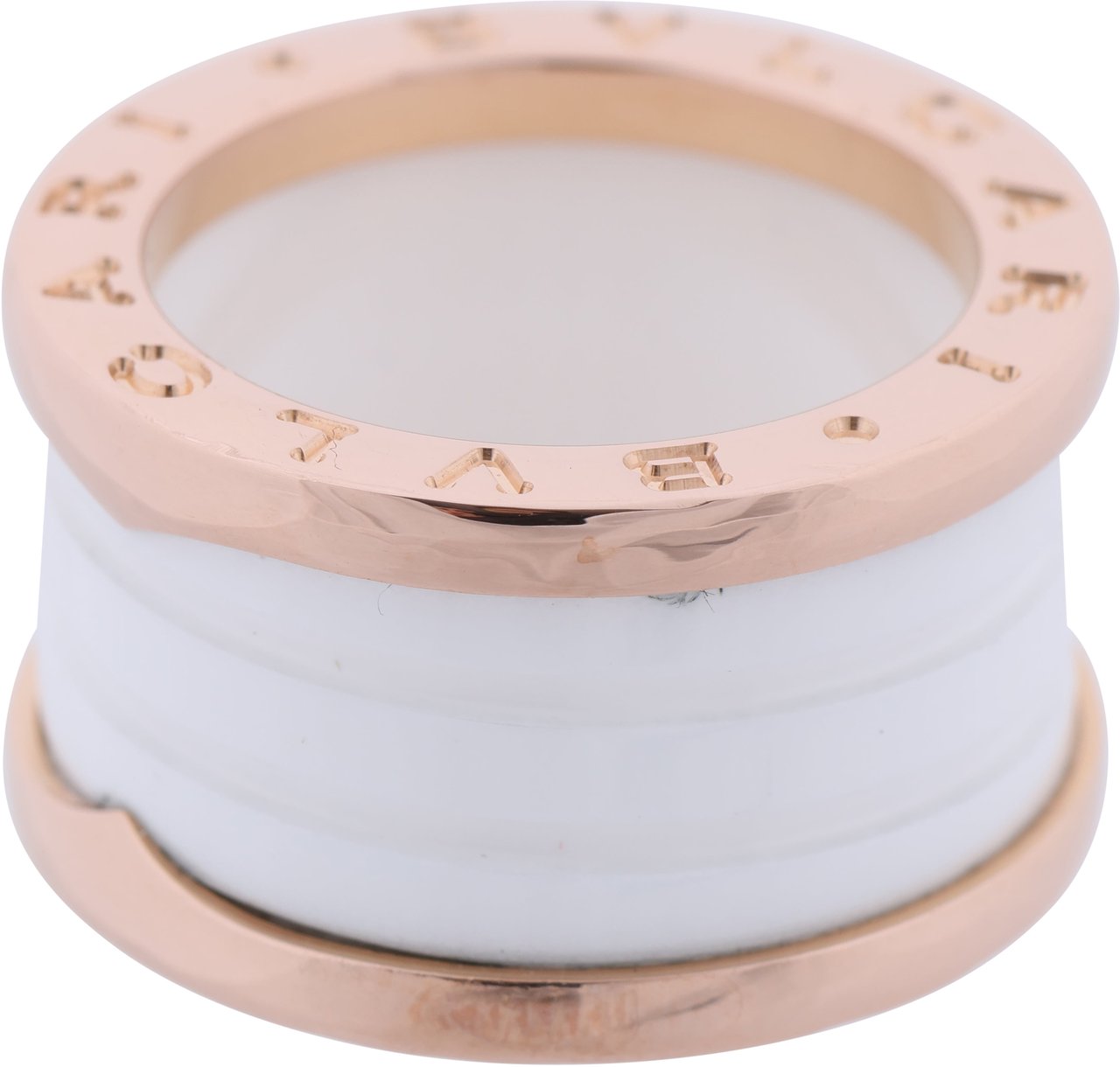 Bvlgari Bvlgari B.Zero1 Ring in 750 Pink Gold and White Ceramic (9.4g, Size 49) Goud
