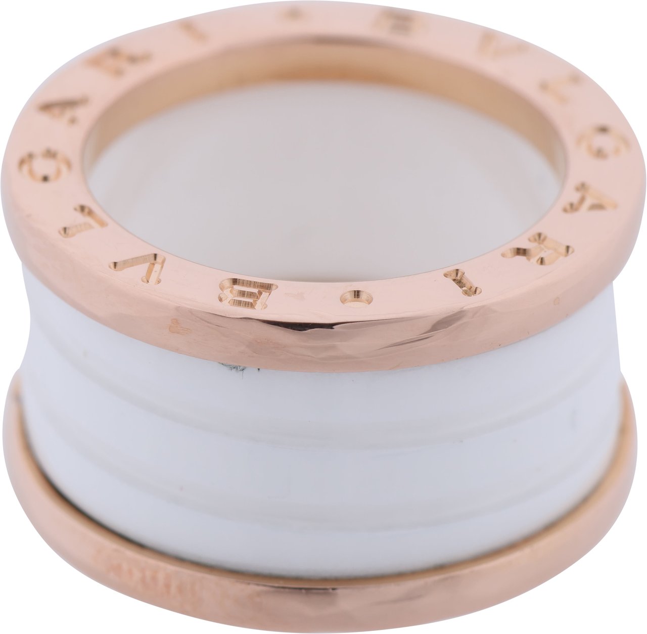 Bvlgari Bvlgari B.Zero1 Ring in 750 Pink Gold and White Ceramic (9.4g, Size 49) Goud