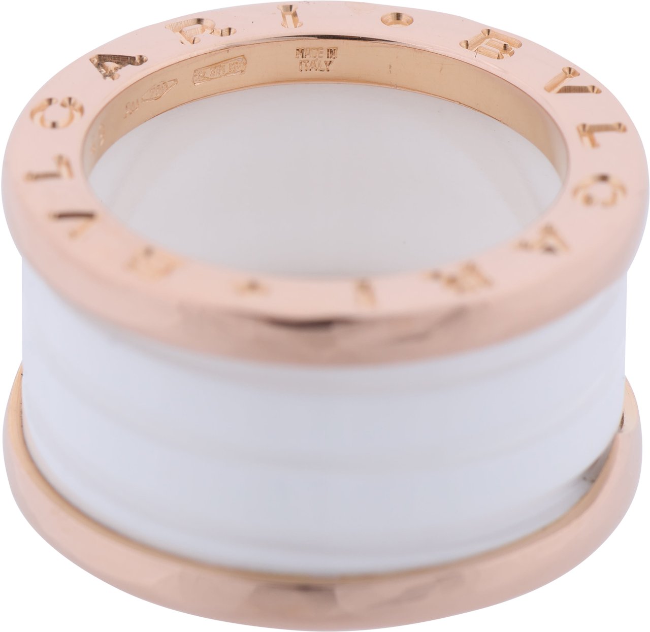 Bvlgari Bvlgari B.Zero1 Ring in 750 Pink Gold and White Ceramic (9.4g, Size 49) Goud