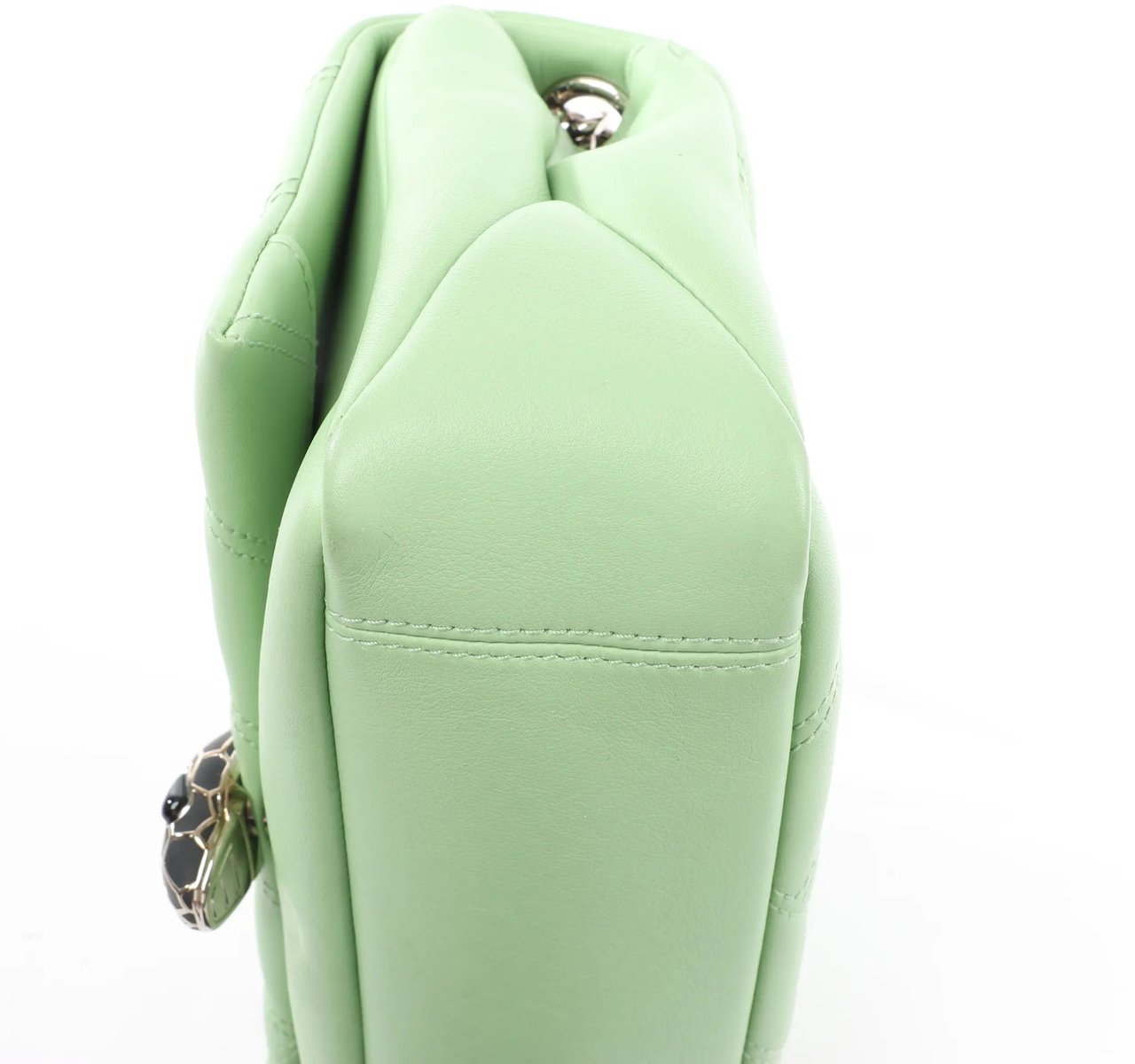 Bvlgari BVLGARI Serpenti Cabochon Leather Chain Crossbody Bag in Green Divers