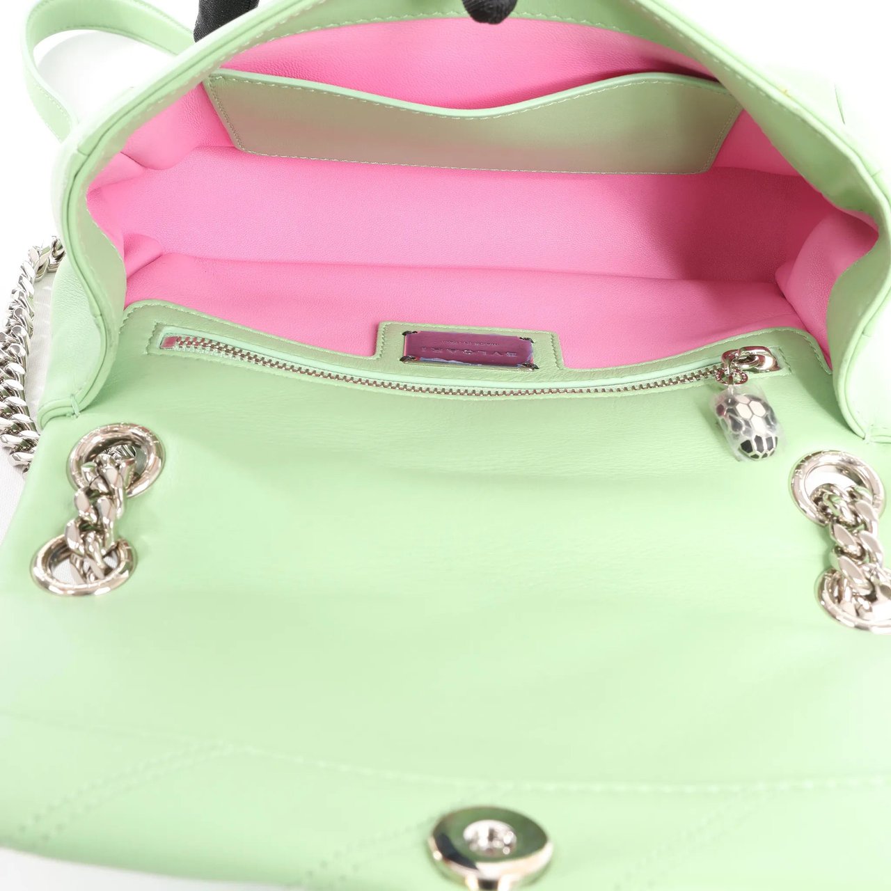 Bvlgari BVLGARI Serpenti Cabochon Leather Chain Crossbody Bag in Green Divers