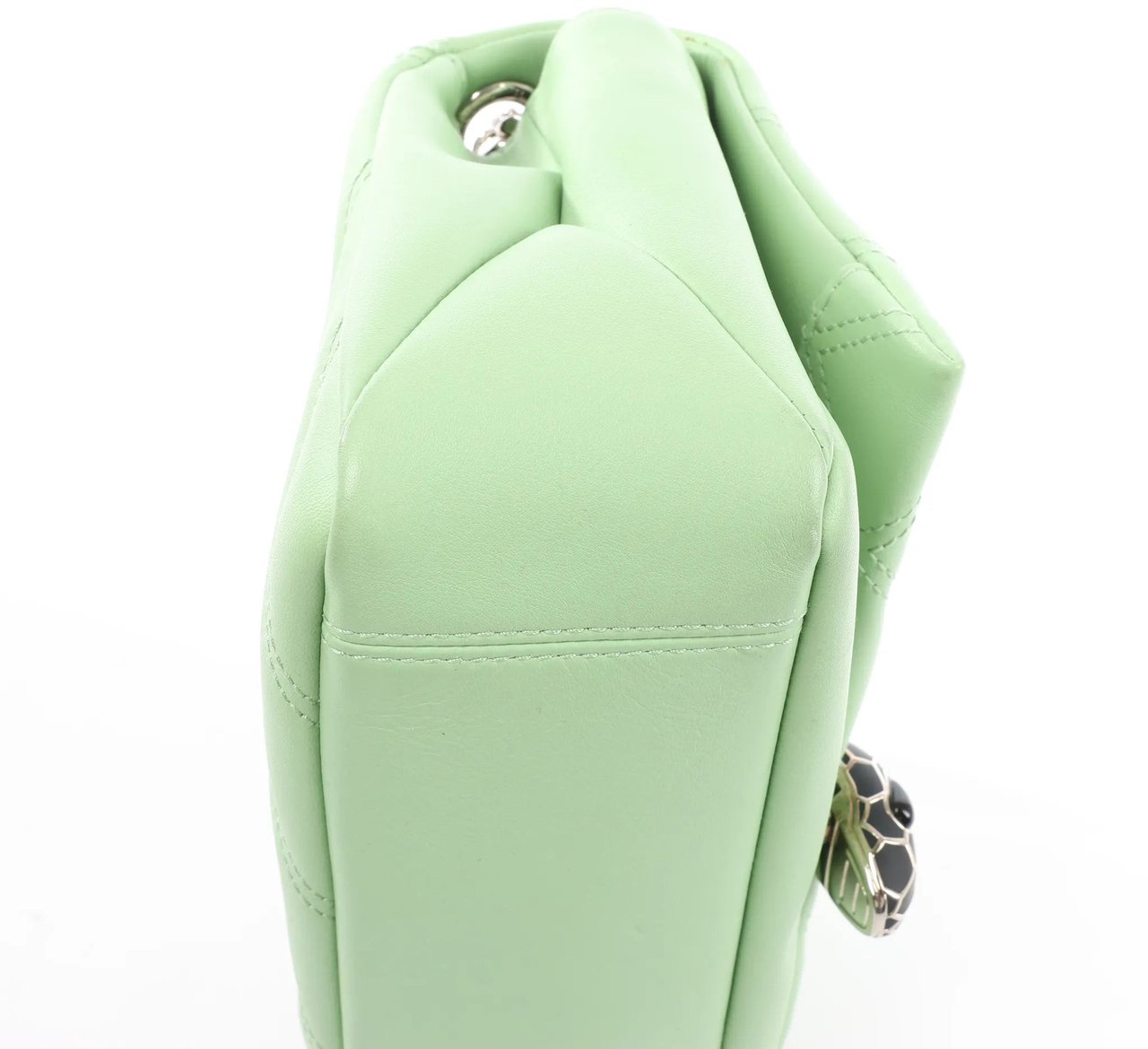 Bvlgari BVLGARI Serpenti Cabochon Leather Chain Crossbody Bag in Green Divers