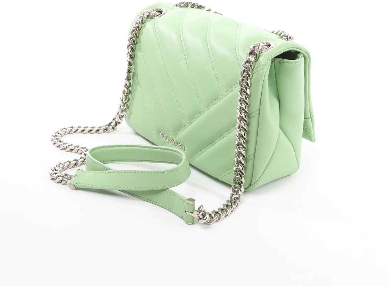 Bvlgari BVLGARI Serpenti Cabochon Leather Chain Crossbody Bag in Green Divers