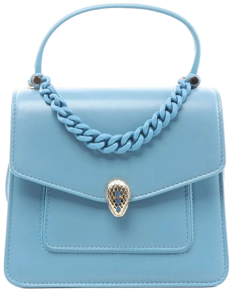 Bvlgari BVLGARI Serpenti Forever Leather Chain 2Way Handbag in Blue Blauw