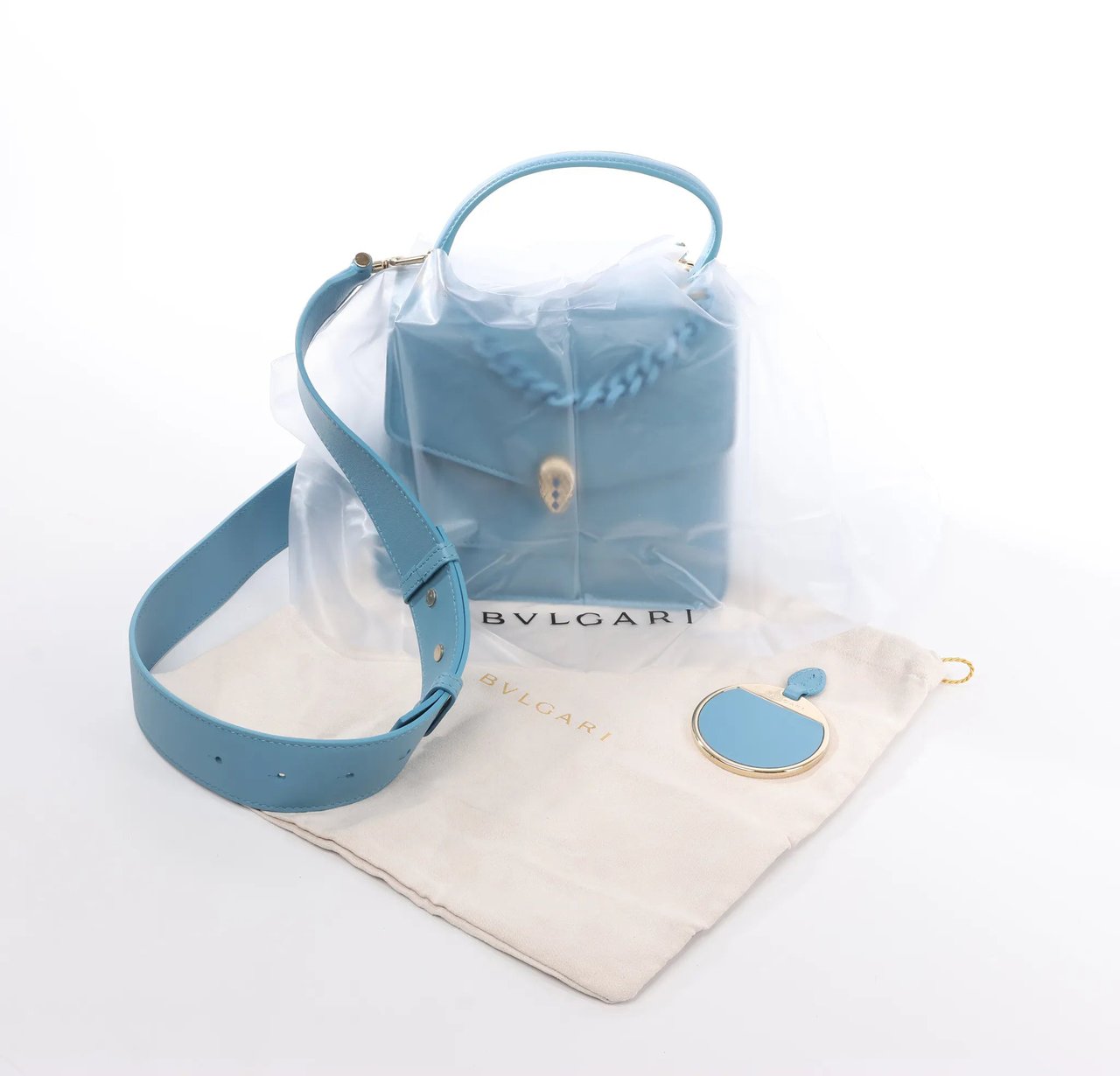 Bvlgari BVLGARI Serpenti Forever Leather Chain 2Way Handbag in Blue Blauw