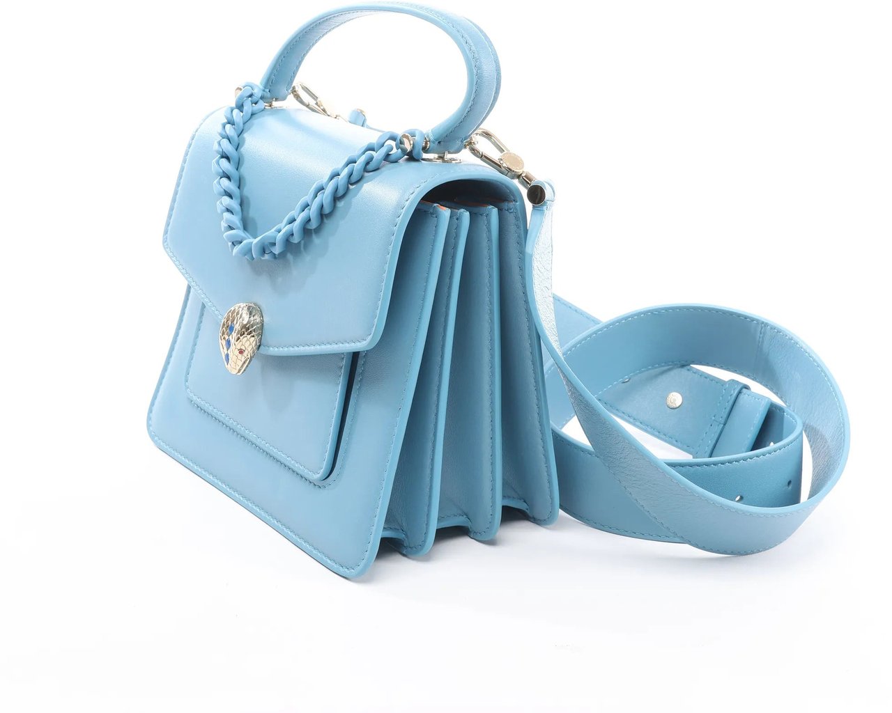 Bvlgari BVLGARI Serpenti Forever Leather Chain 2Way Handbag in Blue Blauw