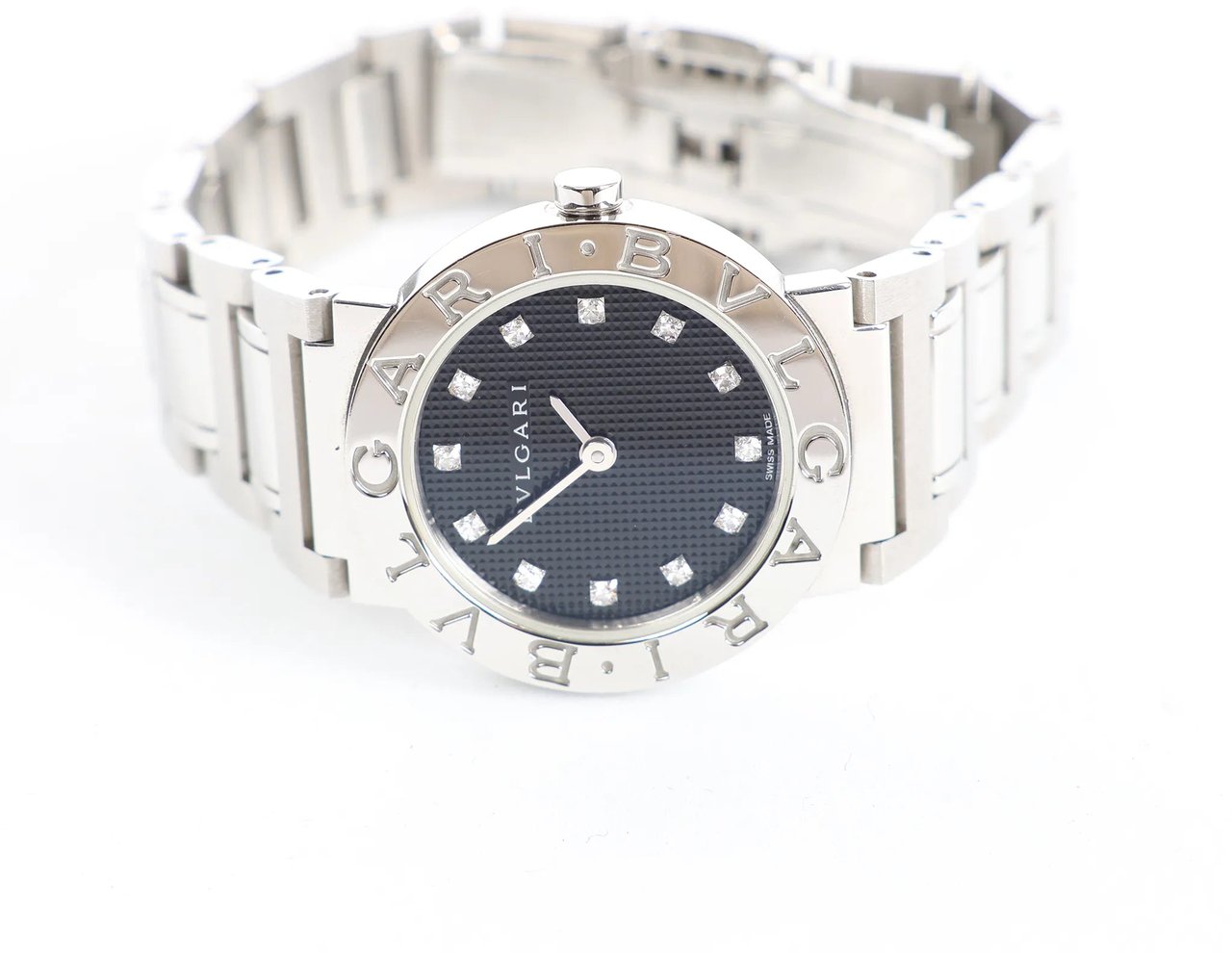 Bvlgari Bvlgari Bvlgari Bvlgari BBL26S PO8142 SS QZ Watch with Black Dial Zwart