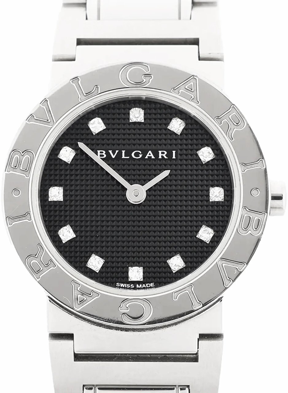 Bvlgari Bvlgari Bvlgari Bvlgari BBL26S PO8142 SS QZ Watch with Black Dial Zwart
