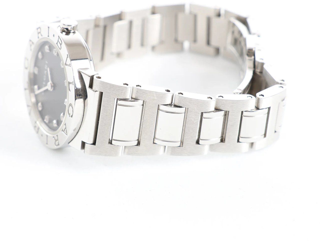 Bvlgari Bvlgari Bvlgari Bvlgari BBL26S PO8142 SS QZ Watch with Black Dial Zwart