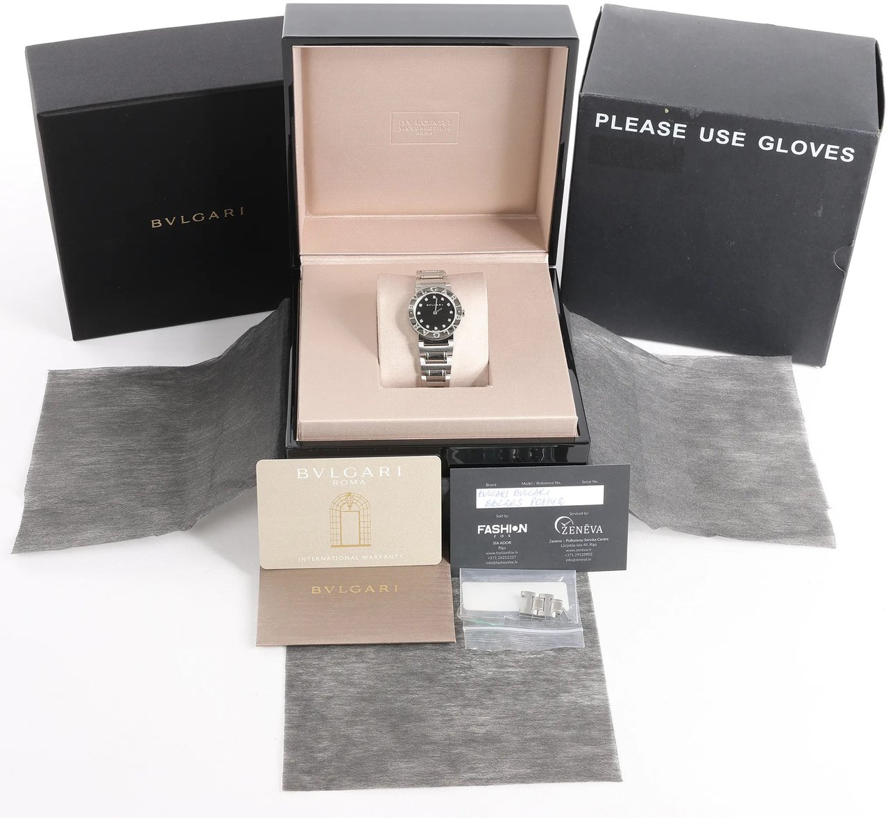 Bvlgari Bvlgari Bvlgari Bvlgari BBL26S PO8142 SS QZ Watch with Black Dial Zwart