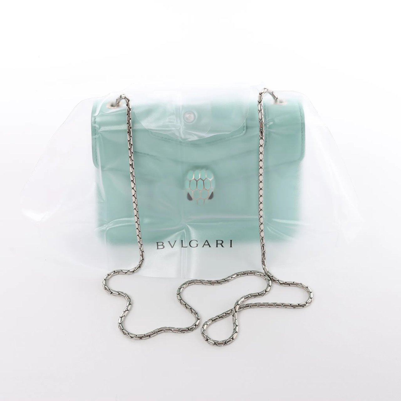 Bvlgari BVLGARI Serpenti Forever Patent Leather Chain Crossbody Bag in Green Groen