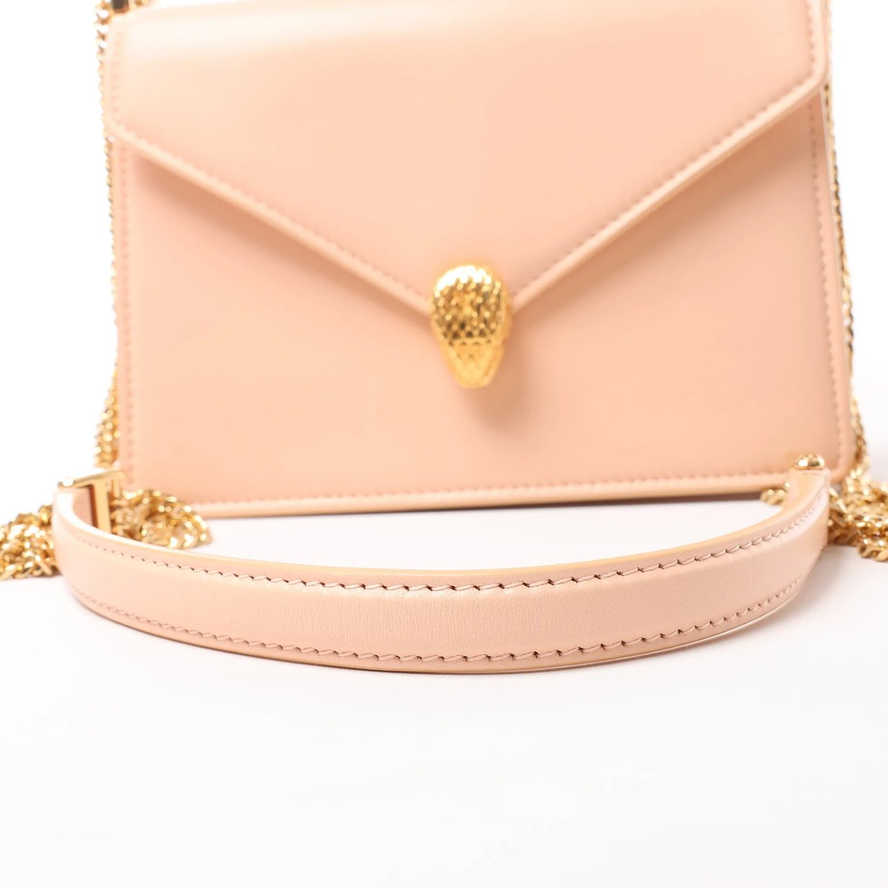 Bvlgari BVLGARI Serpenti Forever Leather Chain Crossbody Bag in Powder Beige Beige