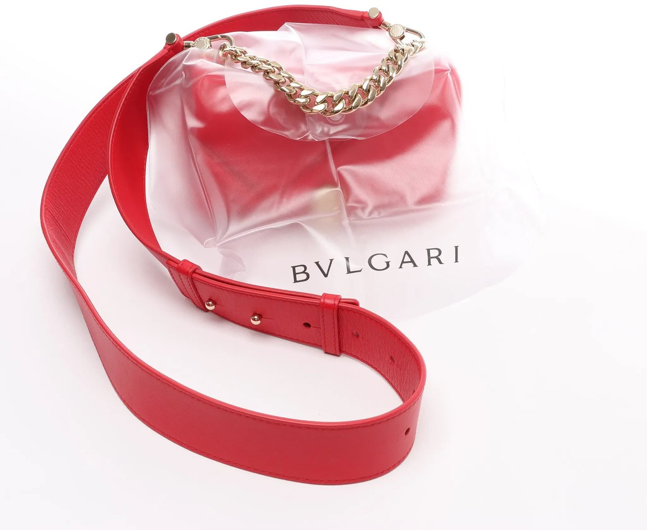 Bvlgari BVLGARI Serpenti Leather Chain Crossbody Bag in Red Rood