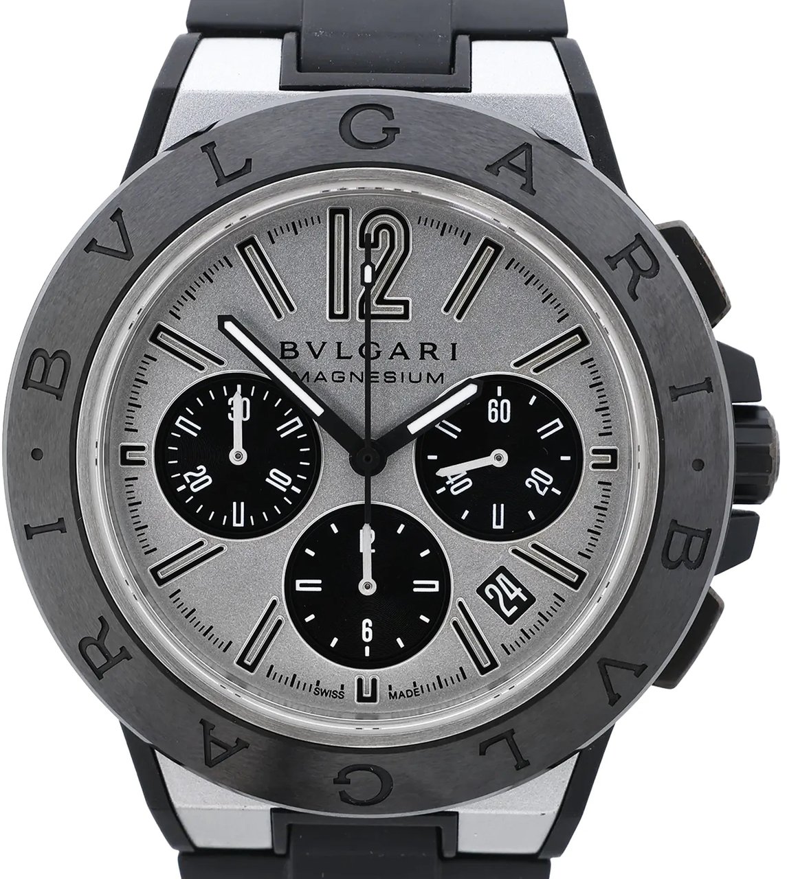 Bvlgari Diagono Magnesium DG42SMCCH PO02858 Magnesium & Rubber AT Watch with Silver Dial Zilver