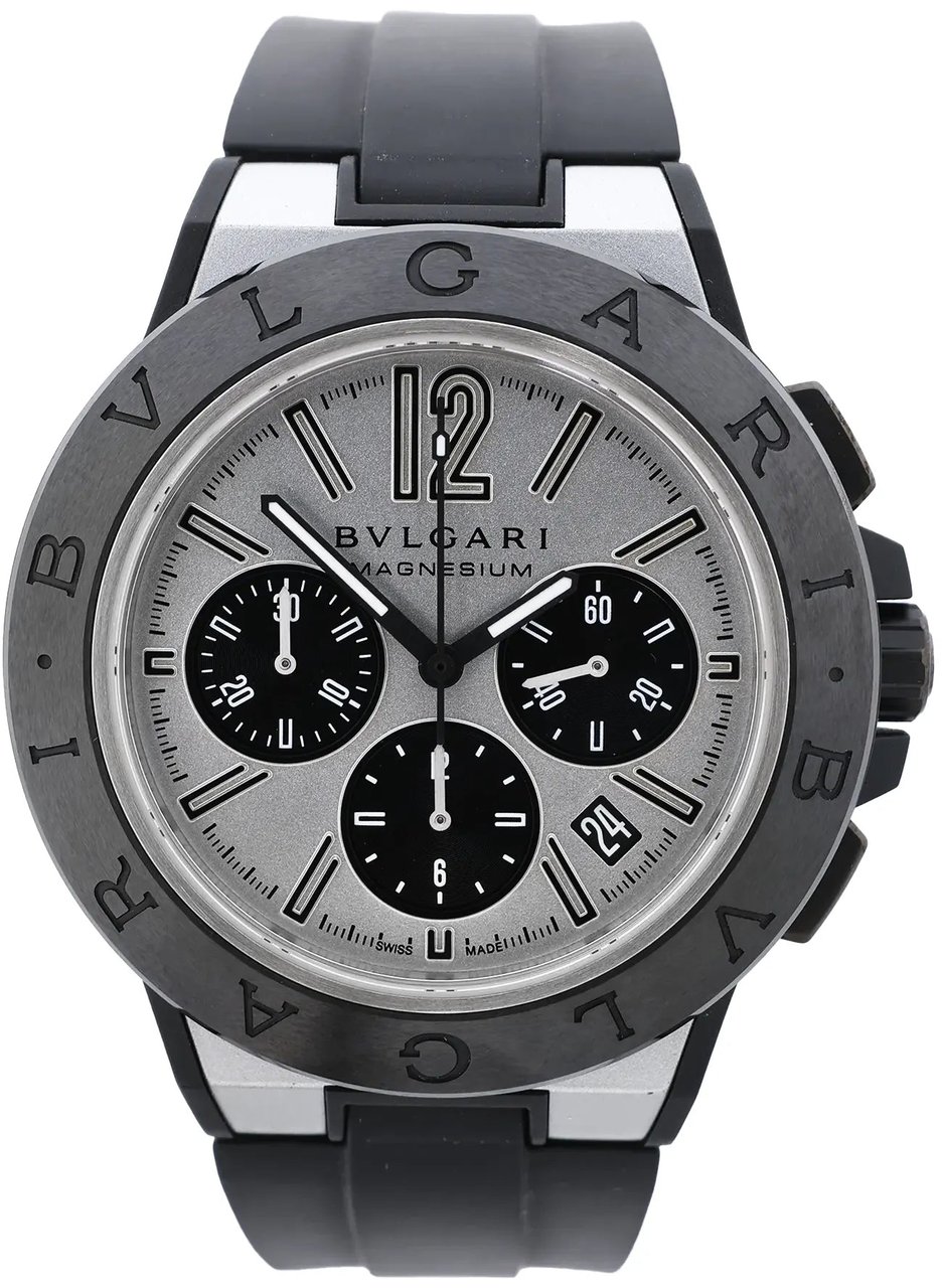 Bvlgari Diagono Magnesium DG42SMCCH PO02858 Magnesium & Rubber AT Watch with Silver Dial Zilver