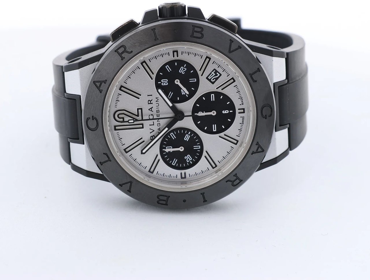 Bvlgari Diagono Magnesium DG42SMCCH PO02858 Magnesium & Rubber AT Watch with Silver Dial Zilver