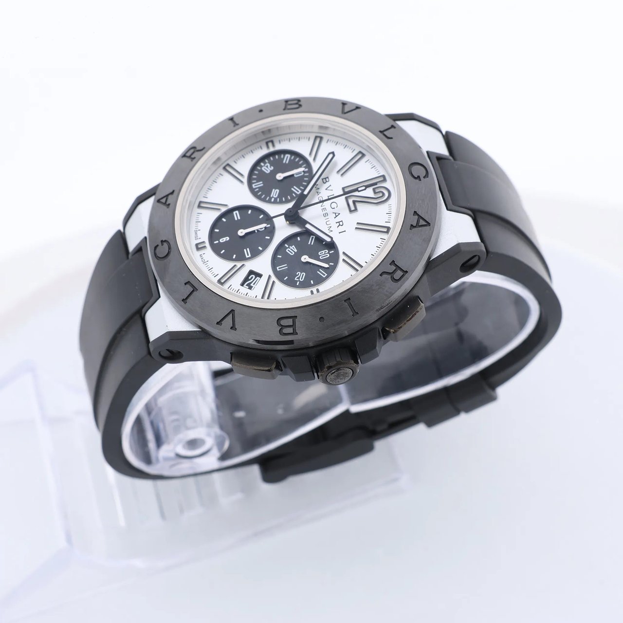Bvlgari Diagono Magnesium DG42SMCCH PO02858 Magnesium & Rubber AT Watch with Silver Dial Zilver