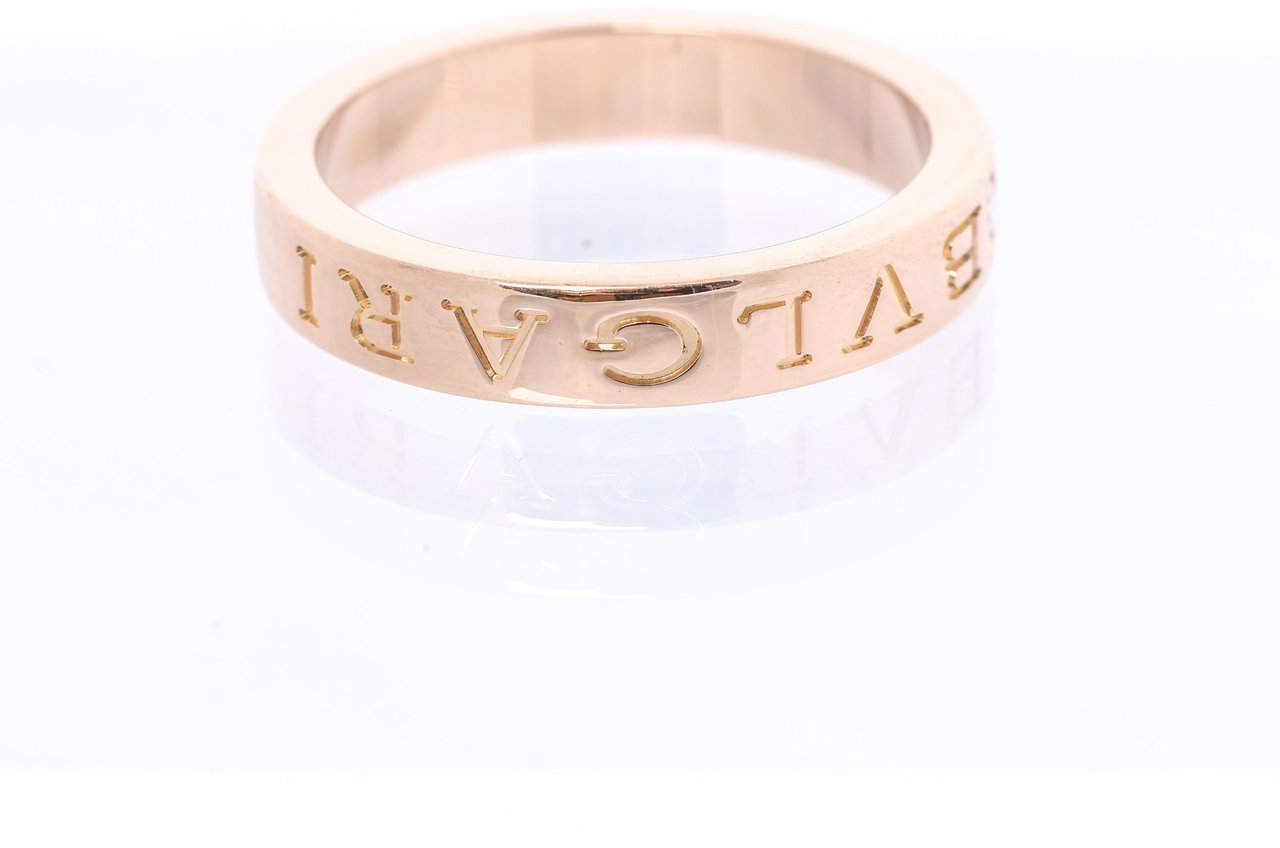 Bvlgari Bvlgari Bvlgari Double Logo 1P Diamond Ring 750(PG) 7.3g 341829 AN854185 Goud