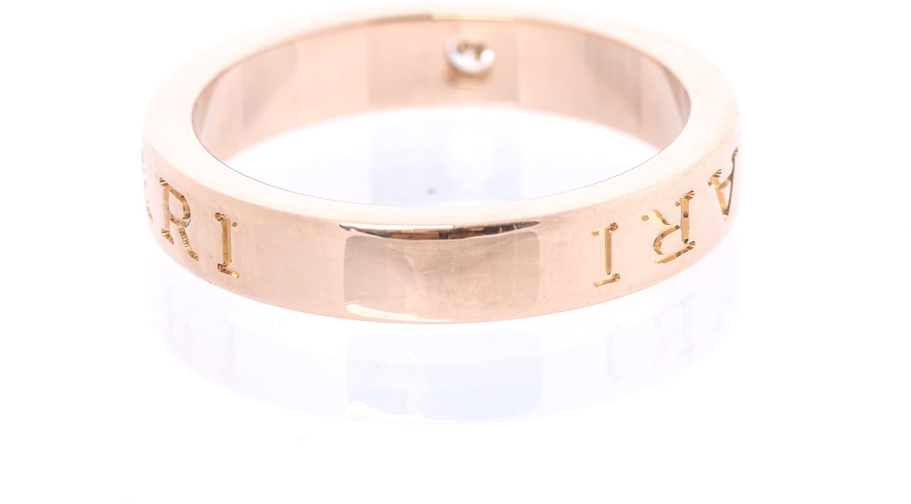 Bvlgari Bvlgari Bvlgari Double Logo 1P Diamond Ring 750(PG) 7.3g 341829 AN854185 Goud