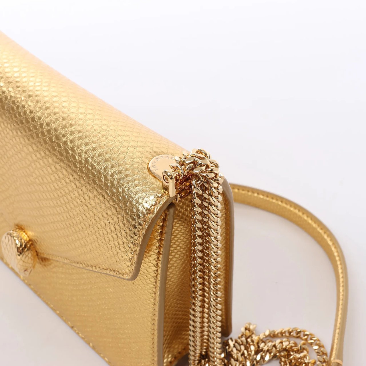 BVLGARI Serpenti Leather Chain Crossbody Bag in Gold Divers