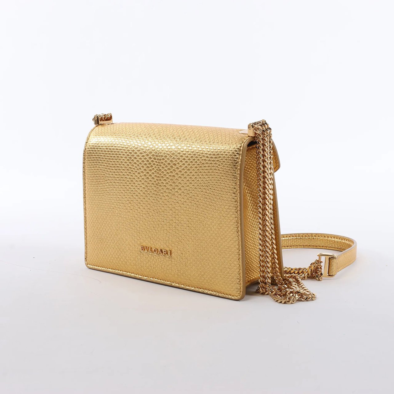 BVLGARI Serpenti Leather Chain Crossbody Bag in Gold Divers