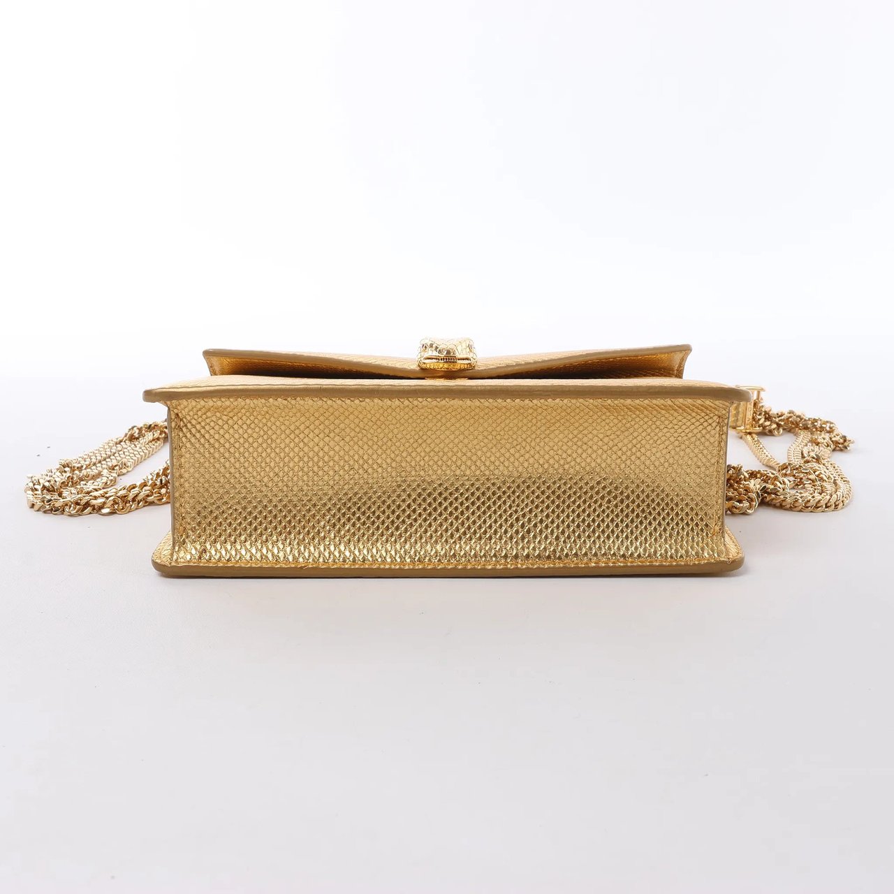 BVLGARI Serpenti Leather Chain Crossbody Bag in Gold Divers