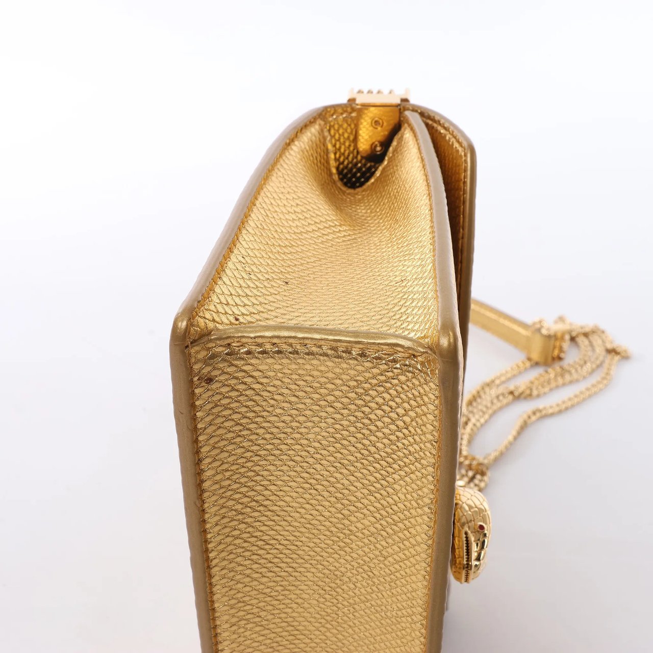 BVLGARI Serpenti Leather Chain Crossbody Bag in Gold Divers