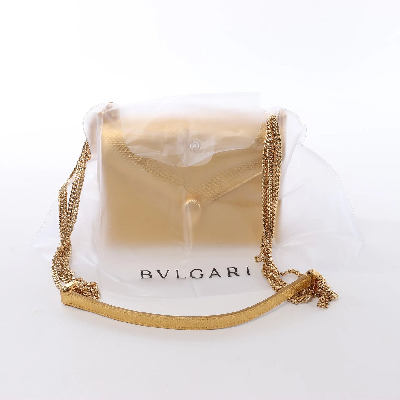 BVLGARI Serpenti Leather Chain Crossbody Bag in Gold Divers