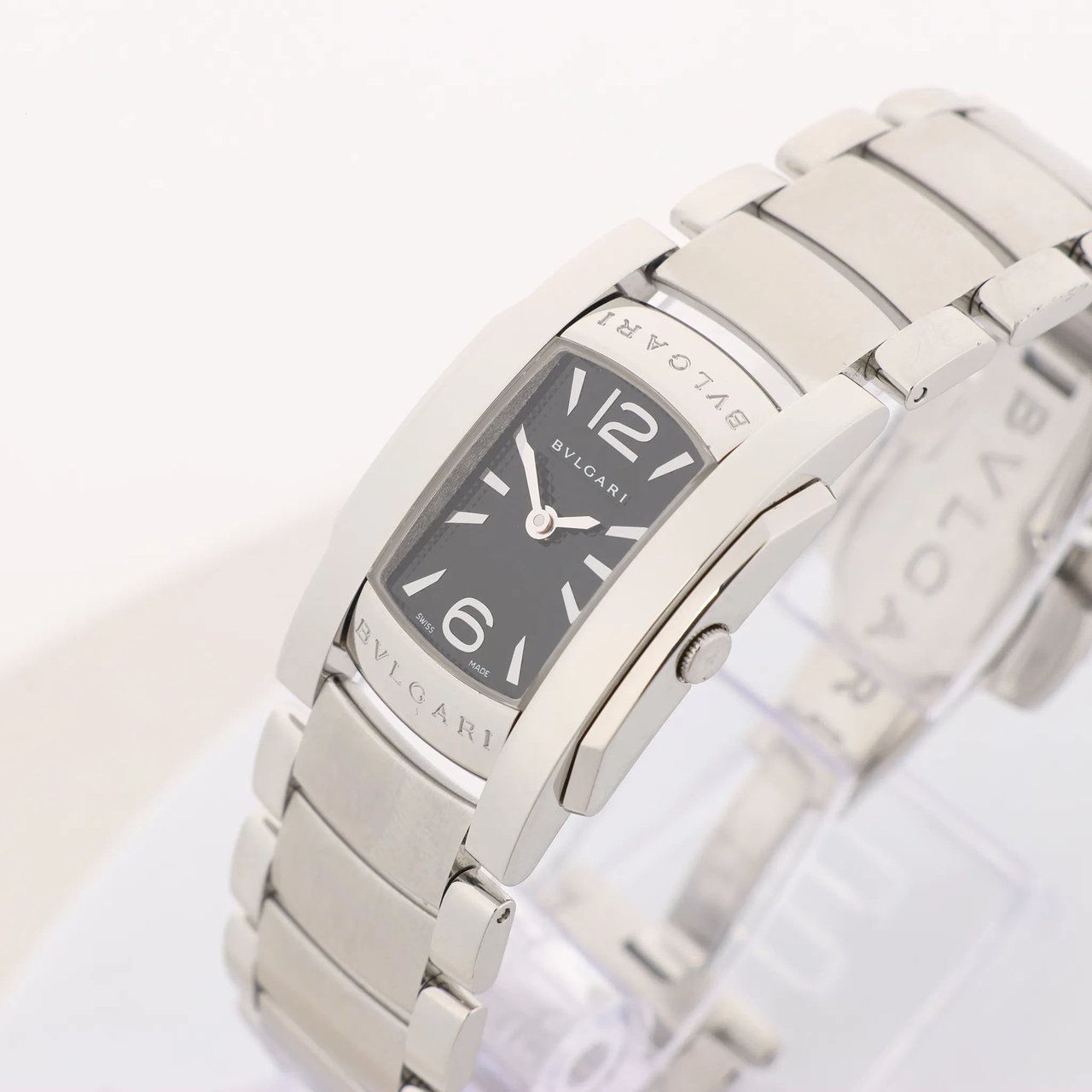 Bvlgari Ashoma AA35BSS L3036 SS QZ Watch with Black Dial Zwart