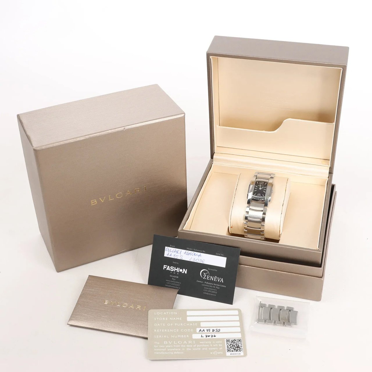 Bvlgari Ashoma AA35BSS L3036 SS QZ Watch with Black Dial Zwart