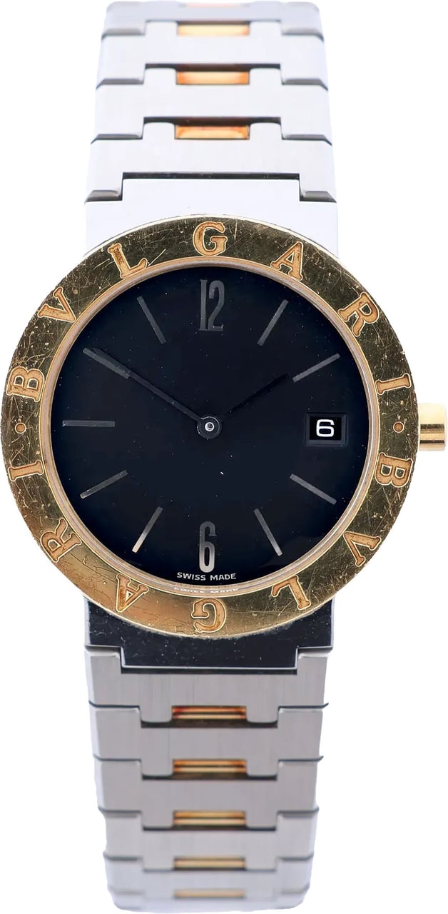 Bvlgari Bvlgari Bvlgari BB33SGD F122031 SS×YG QZ Watch with Black Dial Zwart