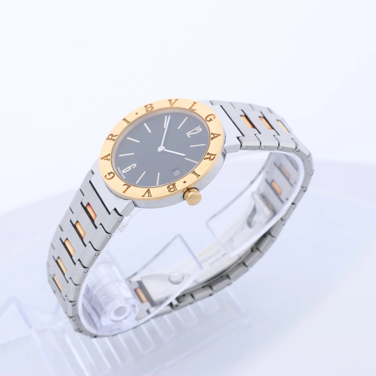 Bvlgari Bvlgari Bvlgari BB33SGD F122031 SS×YG QZ Watch with Black Dial Zwart
