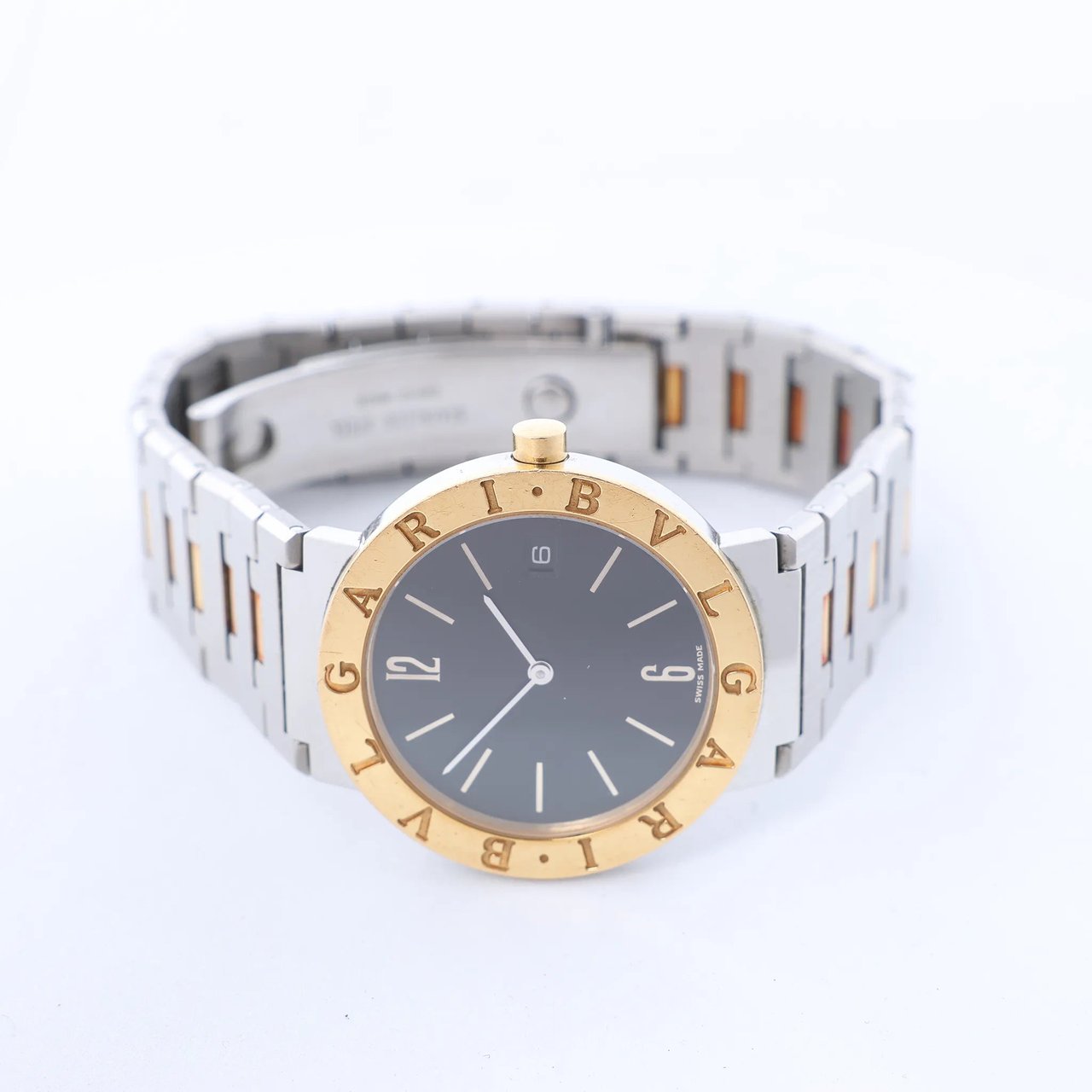 Bvlgari Bvlgari Bvlgari BB33SGD F122031 SS×YG QZ Watch with Black Dial Zwart