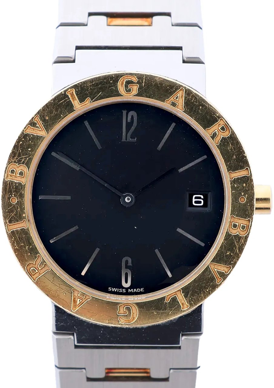 Bvlgari Bvlgari Bvlgari BB33SGD F122031 SS×YG QZ Watch with Black Dial Zwart