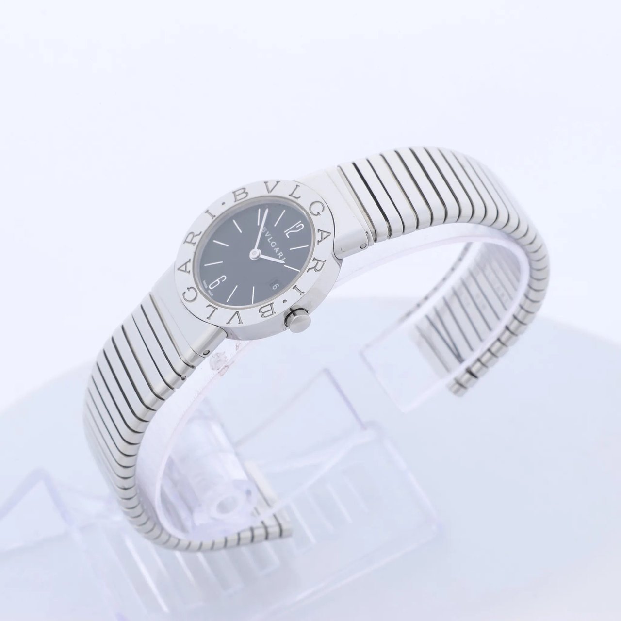 Bvlgari Bvlgari Bvlgari Tubogas BB262TS D313155 SS QZ Watch with Black Dial Zwart
