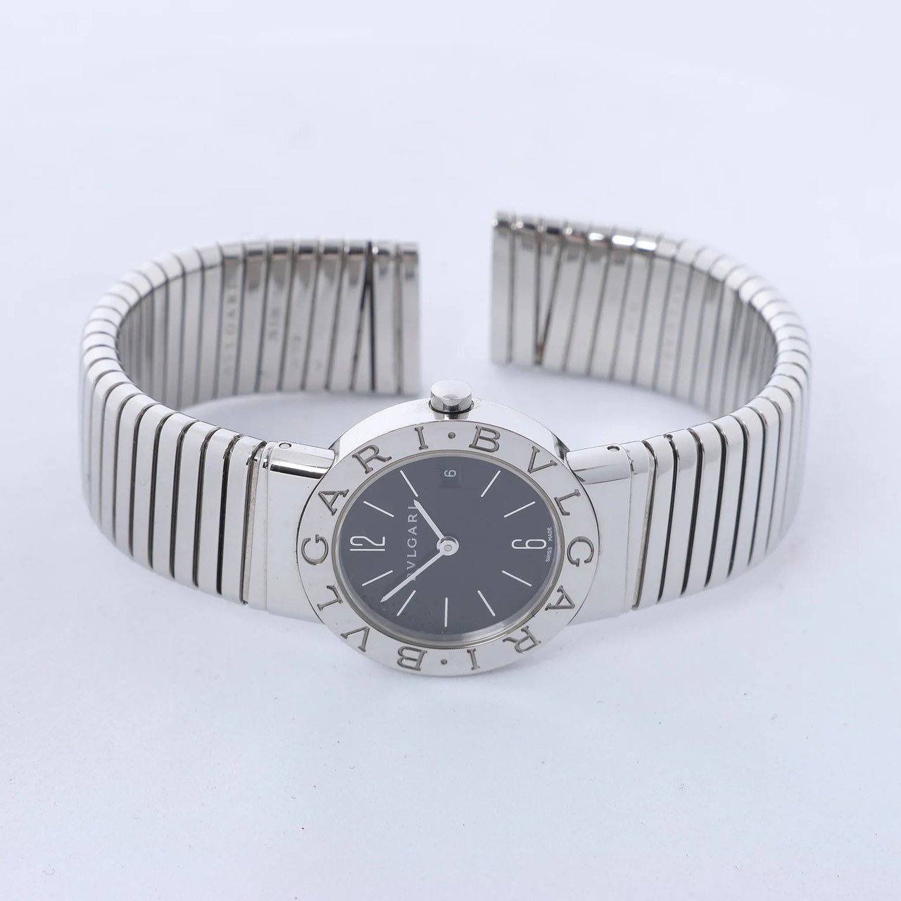 Bvlgari Bvlgari Bvlgari Tubogas BB262TS D313155 SS QZ Watch with Black Dial Zwart