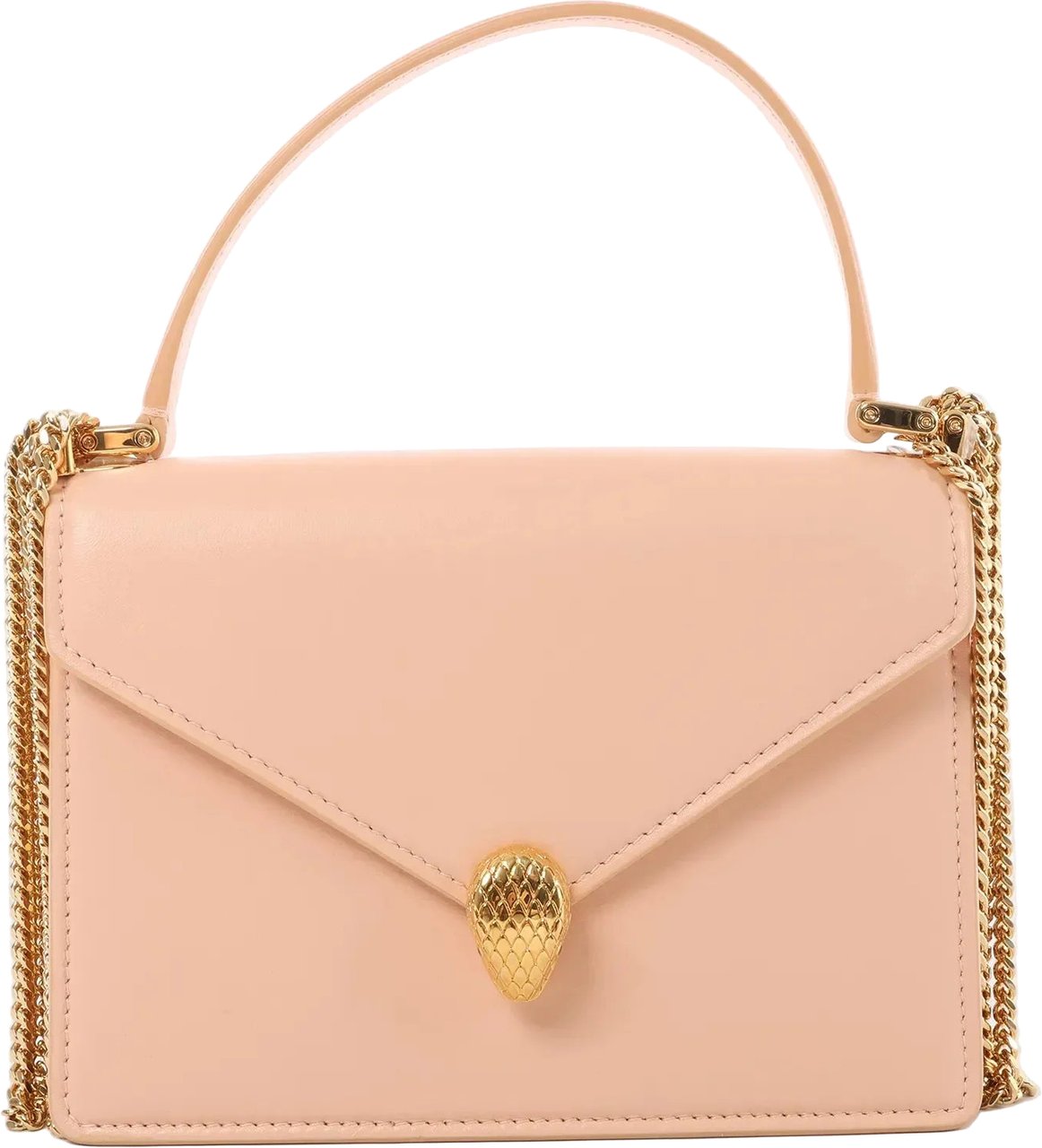 BVLGARI Serpenti Forever Leather Chain Crossbody Bag in Powder Beige Beige