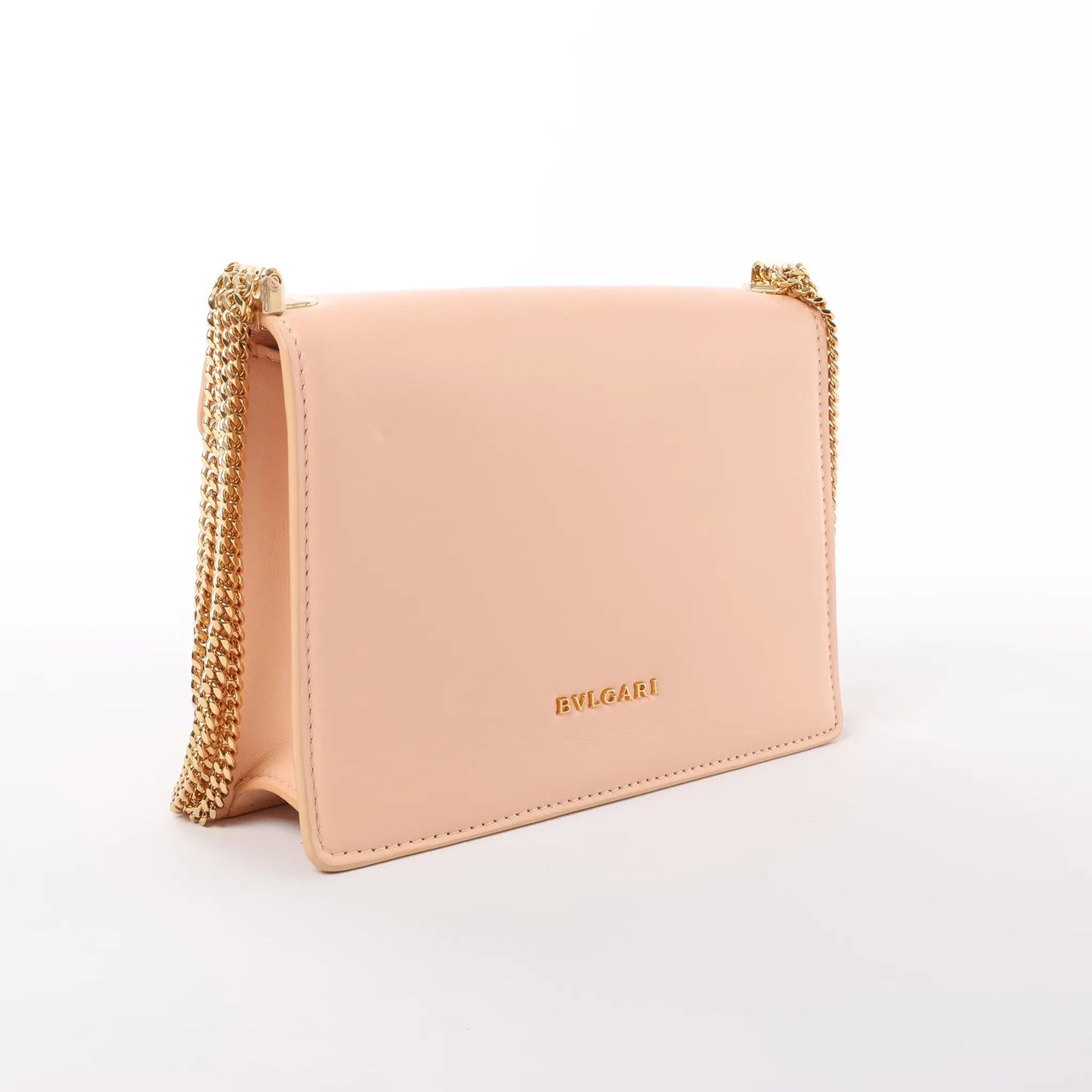 BVLGARI Serpenti Forever Leather Chain Crossbody Bag in Powder Beige Beige
