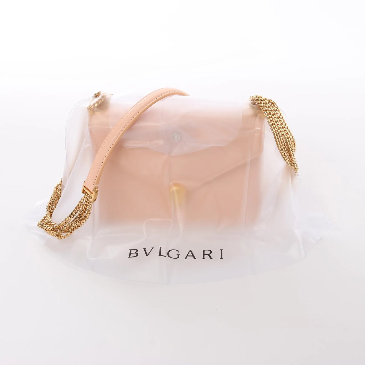 BVLGARI Serpenti Forever Leather Chain Crossbody Bag in Powder Beige Beige