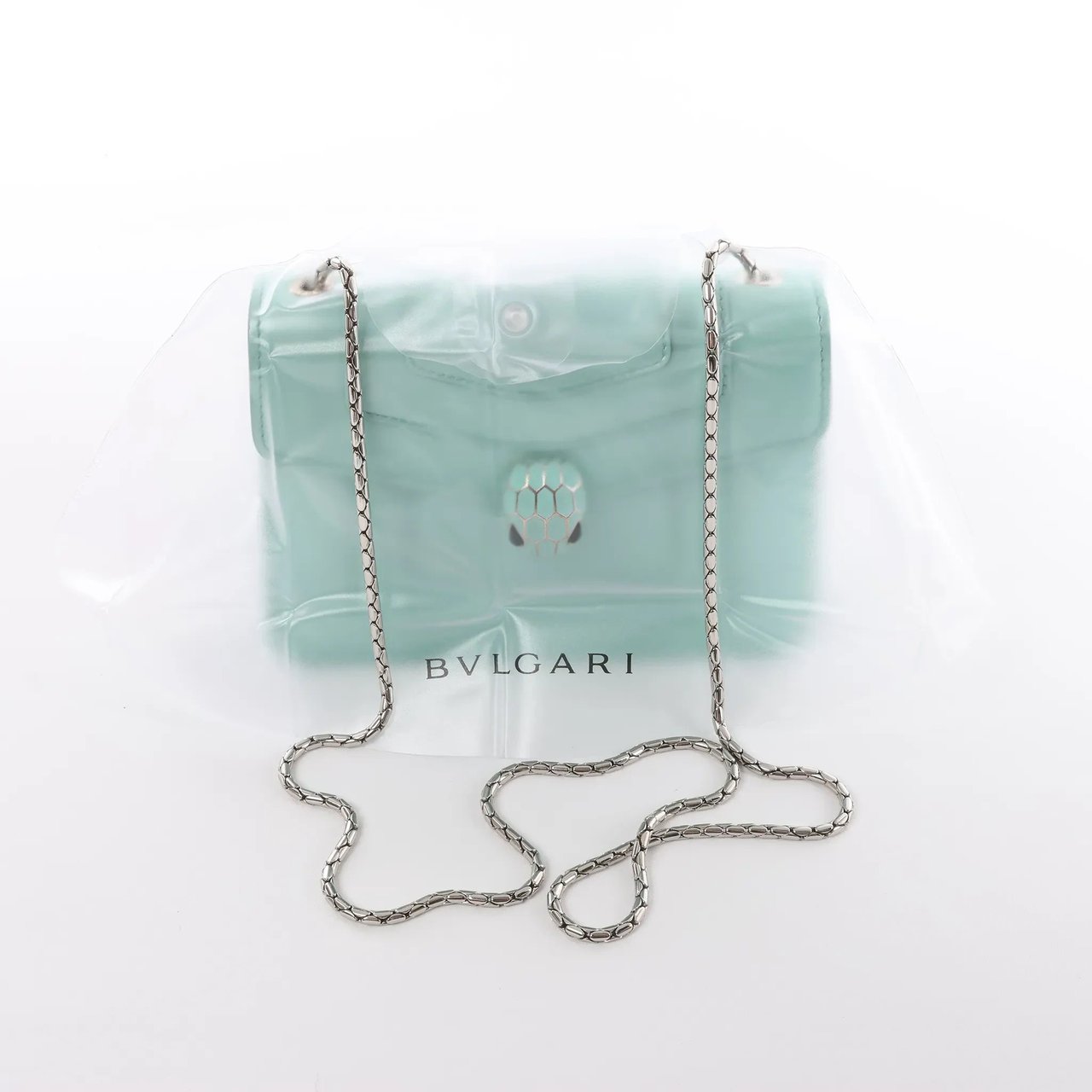 BVLGARI Serpenti Forever Patent Leather Chain Crossbody Bag in Green Groen