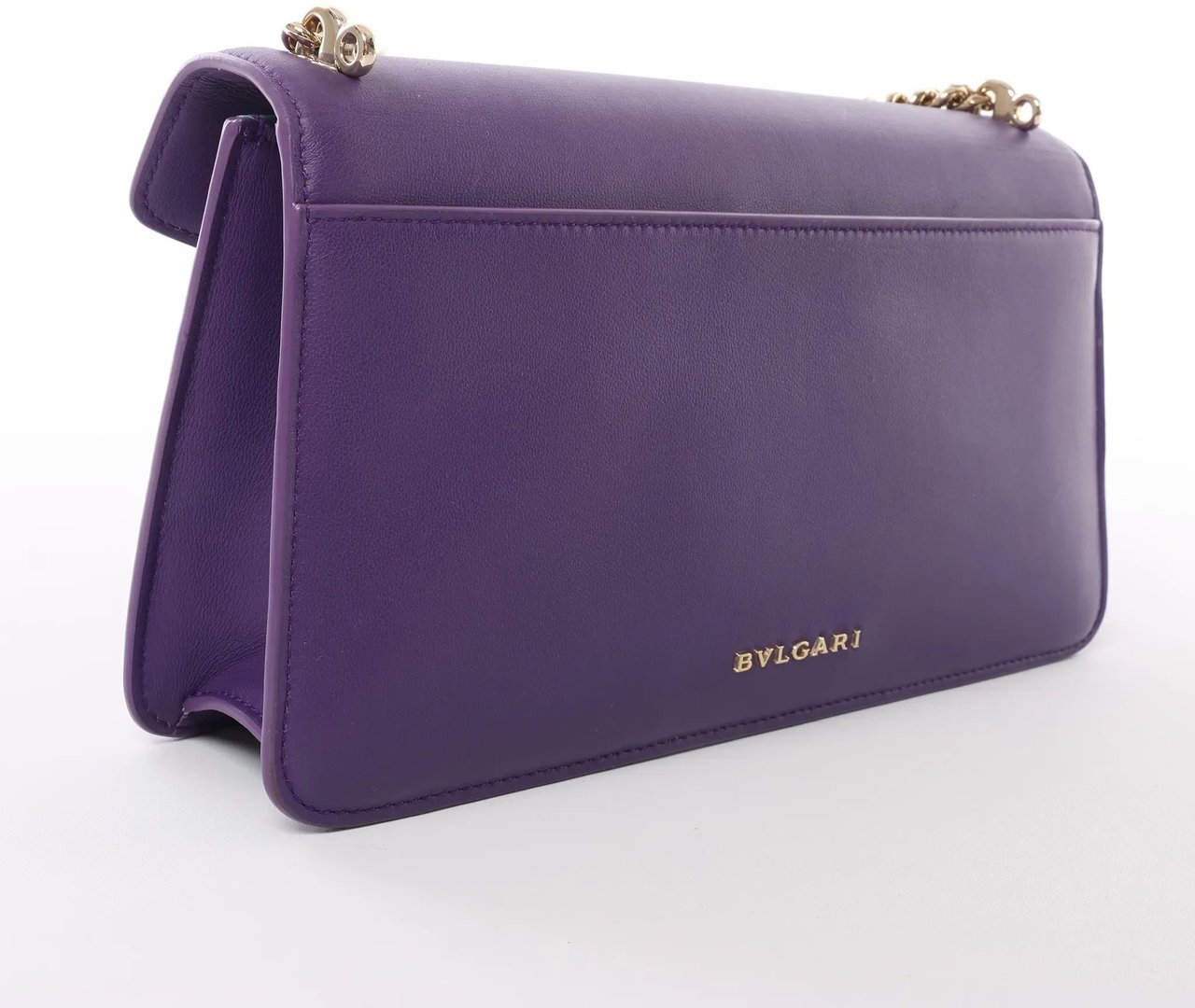 BVLGARI Serpenti Leather 2Way Chain Handbag in Purple Paars