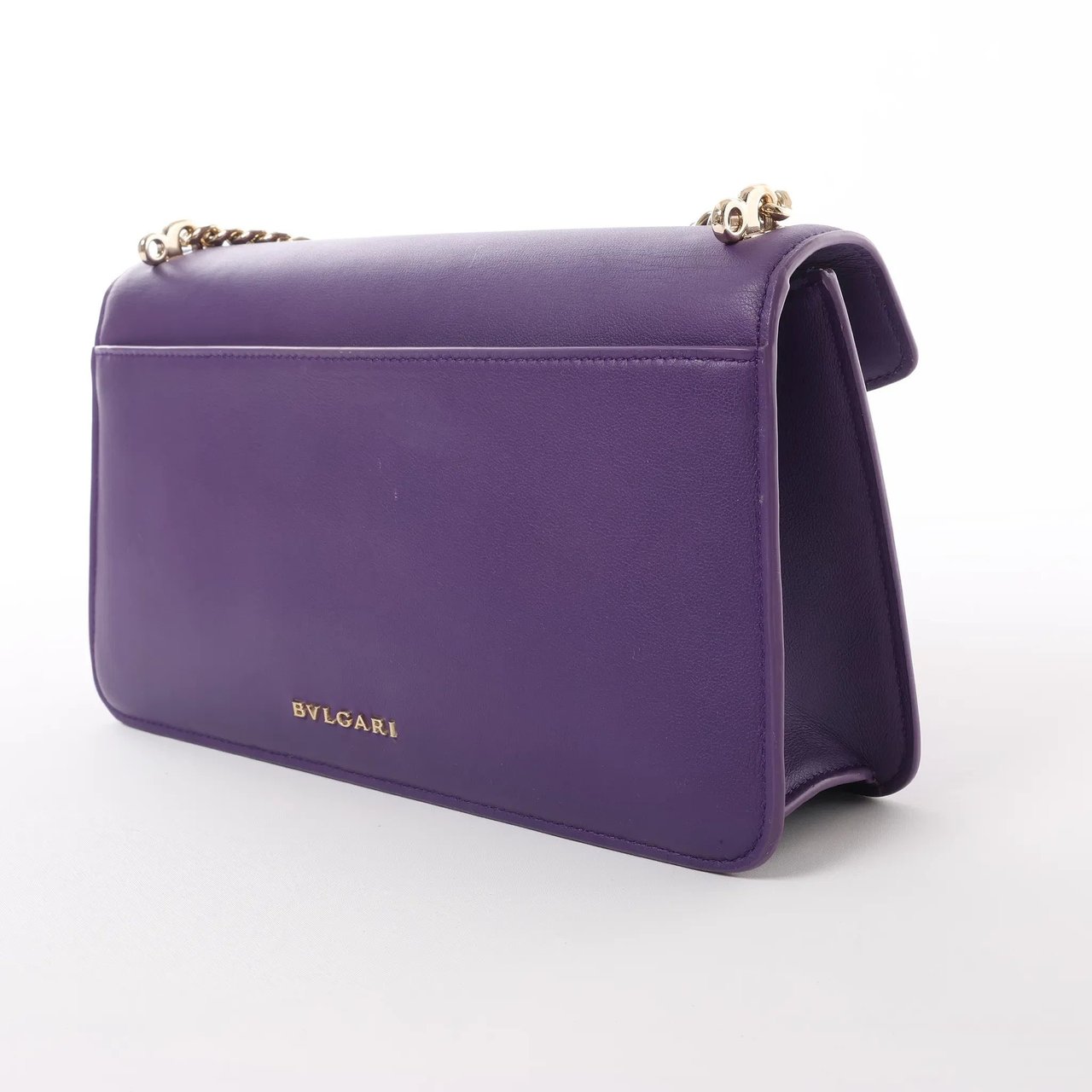 BVLGARI Serpenti Leather 2Way Chain Handbag in Purple Paars