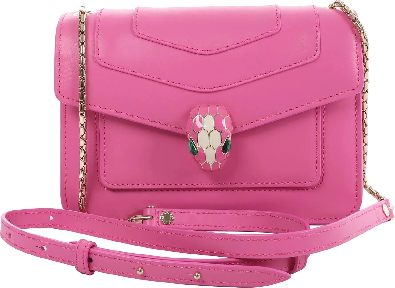 BVLGARI Serpenti Forever Leather Crossbody Bag in Pink Roze