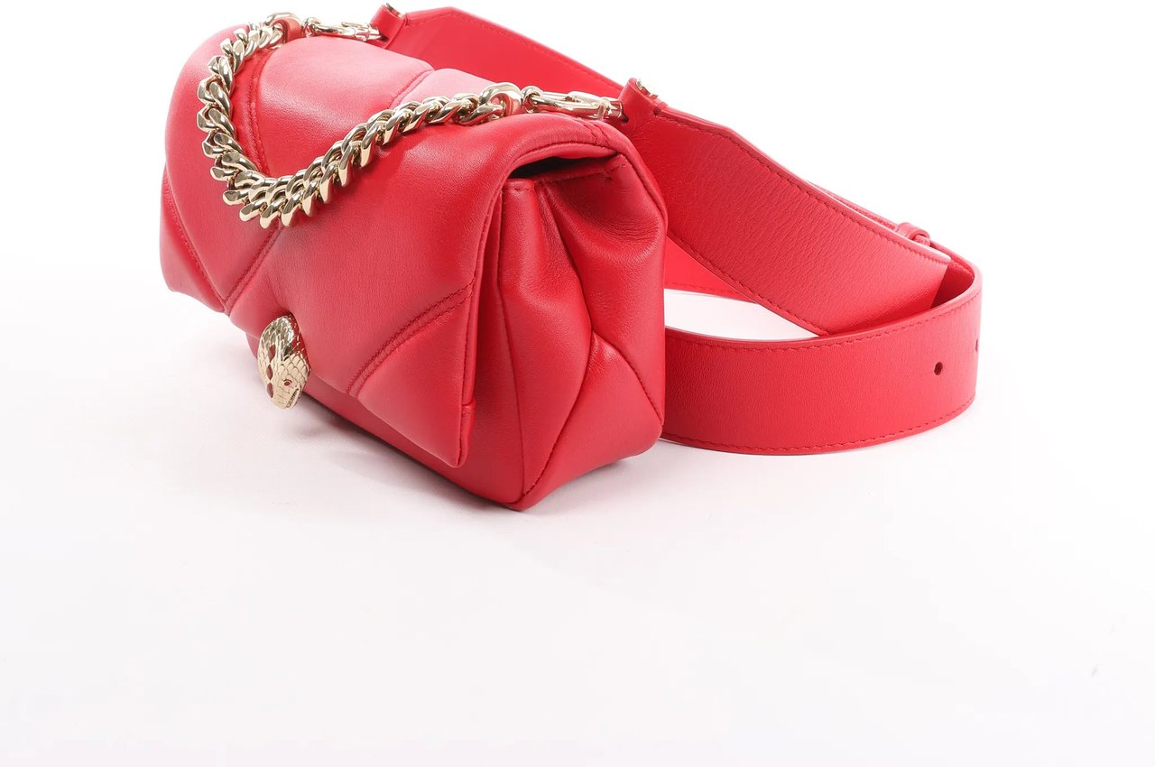 BVLGARI Serpenti Leather Chain Crossbody Bag in Red Rood