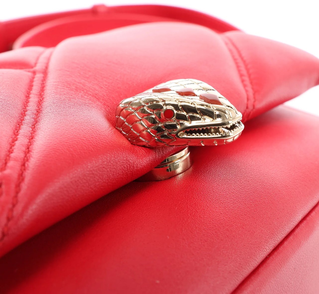 BVLGARI Serpenti Leather Chain Crossbody Bag in Red Rood